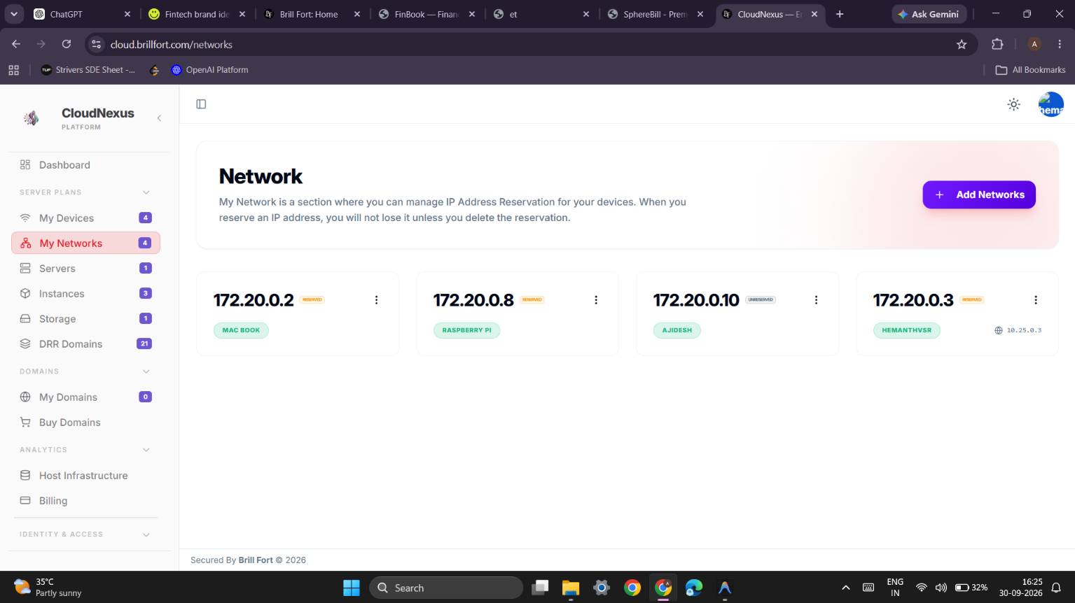 CloudNexus Network IP Reservation